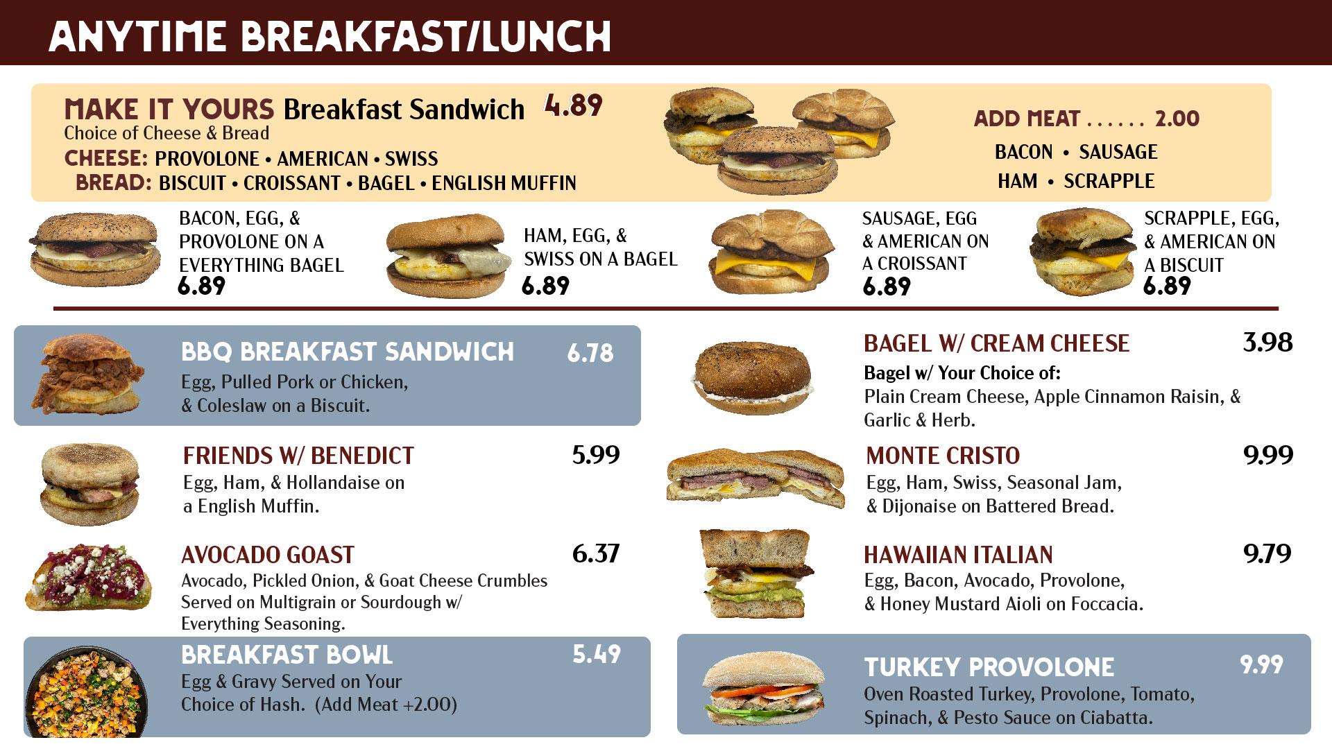 WhataDay Menu Breakfast Lunch