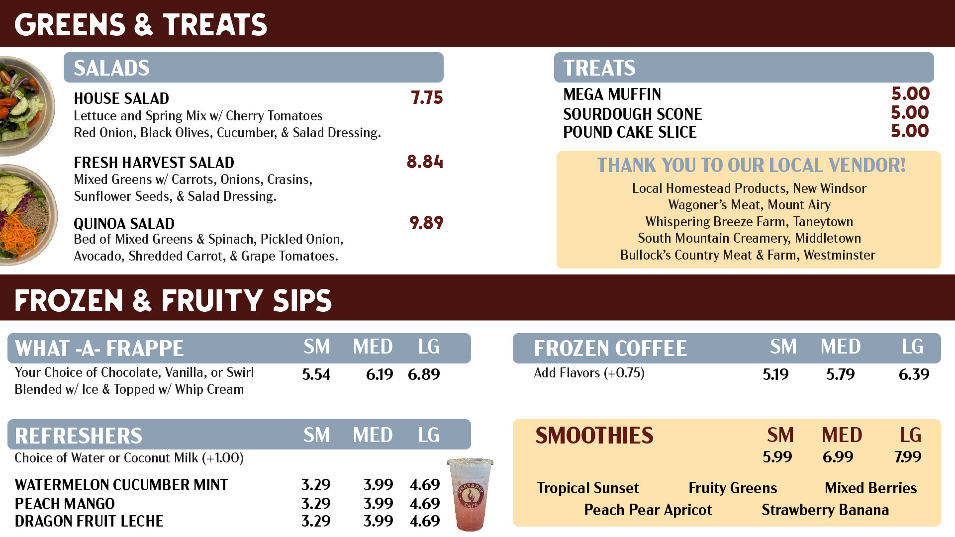 WhataDay Menu Greens Treats